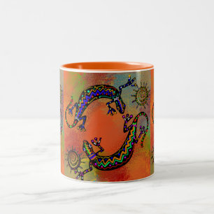 TAZA BICOLOR ARTE DE LAGARTOS DEL SUDOESTE     
