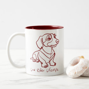 Taza Bicolor Arte de línea de Dachshund - Estilo de vida Low Ri