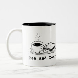 Taza Bicolor Arte de línea dibujado a mano minimalista de té y