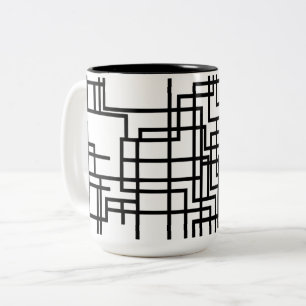 Taza Bicolor Arte de línea geométrica minimalista