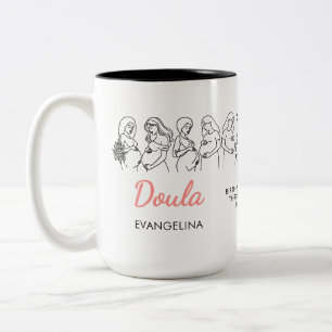 Taza Bicolor Arte de línea personalizada para partera doula