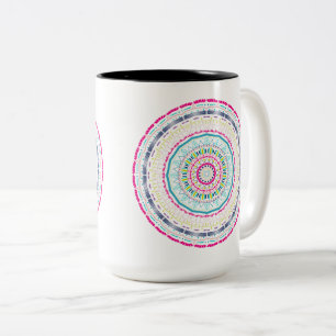 Taza Bicolor Arte de Mandala Colorido Vibrante