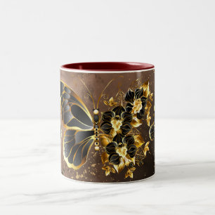Taza Bicolor Arte de mariposa colorida con naturaleza de ala vi