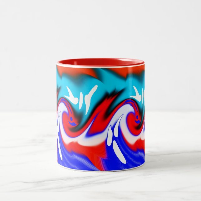 Taza Bicolor Arte de ondas de calor (Centro)