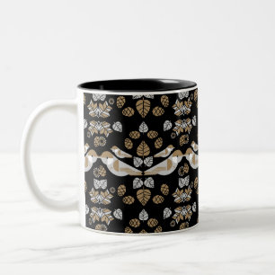 Taza Bicolor Arte de pájaro abstracto geométrico moderno de oro