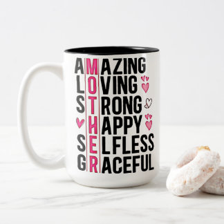 Taza Bicolor Arte de palabra rosa neón significativo acrónimo d