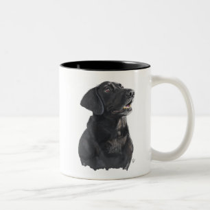 Taza Bicolor Arte de perro en el laboratorio negro