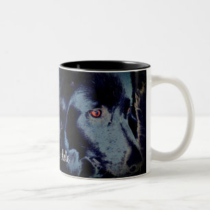 Taza Bicolor Arte de perro negro en color