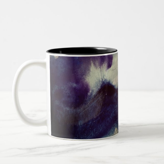 Taza Bicolor Arte de resumen oceánico (Izquierda)