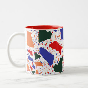 Taza Bicolor Arte de salpicaduras fractales de terrazzo diverti