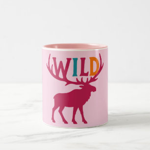 Taza Bicolor Arte de silueta morosa con tipografía de antler si