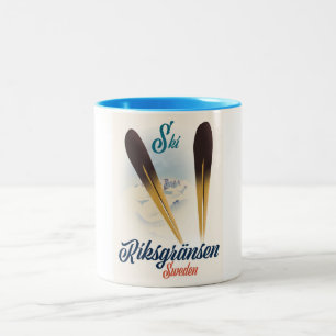 Taza Bicolor Arte de viaje en esquí Riksgränsen Suecia
