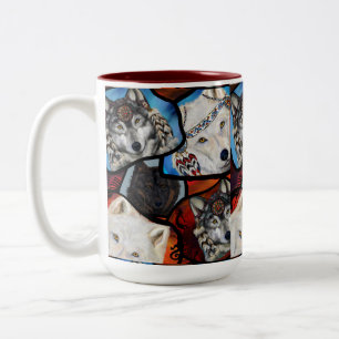 TAZA BICOLOR ARTE DE WOLF DEL SUROESTE