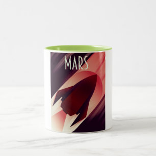 Taza Bicolor Arte Deco de Nave Espacial a Marte