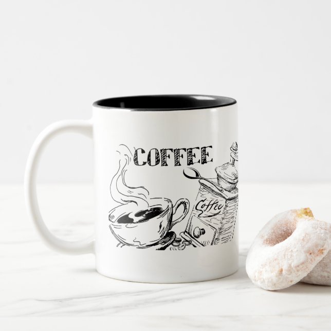 Taza Bicolor Arte del Café  (Con donut)