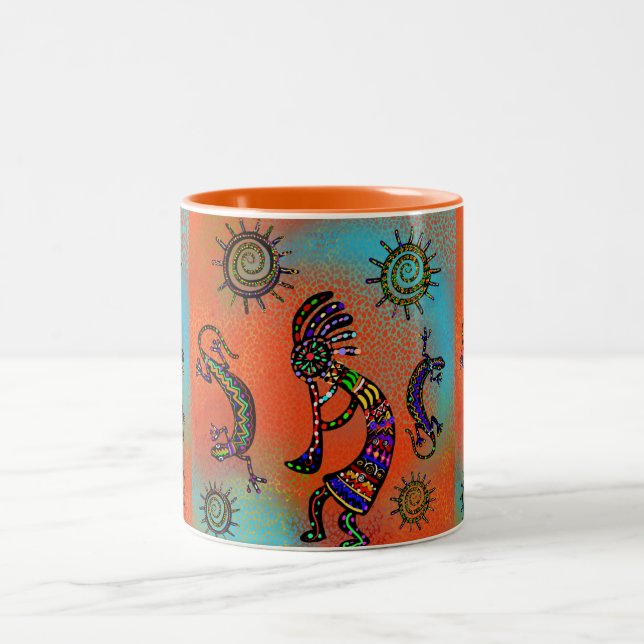 TAZA BICOLOR ARTE DEL SUROESTE DE KOKOPELLI (Centro)