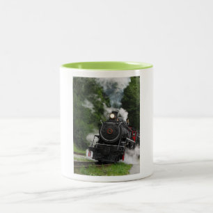 Taza Bicolor arte del tren de trenes de vapor de la estación de