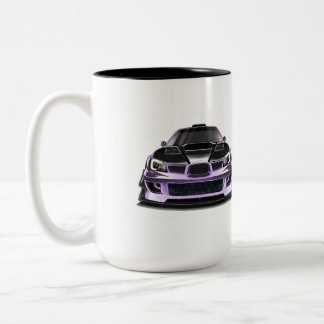 Taza Bicolor arte dibujado a mano con ojos entrecerrados y mora
