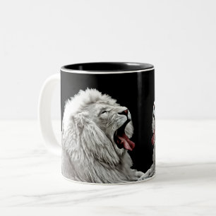 Taza Bicolor Arte digital de animales de la jungla de leones bl