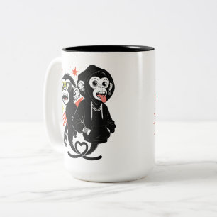 Taza Bicolor Arte divertido de mono y gorila de Hip Hop