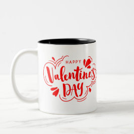 Taza Bicolor Arte El día de San Valentín Pixelado Rojo