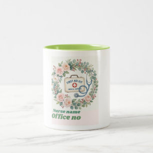 Taza Bicolor Arte Estético de Flor Silvestre y Kit de Primeros