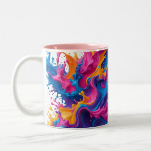 Taza Bicolor Arte fluido vibrante abstracto - Diseño de salpica
