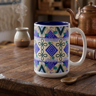 Taza Bicolor Arte Folclórico Boho