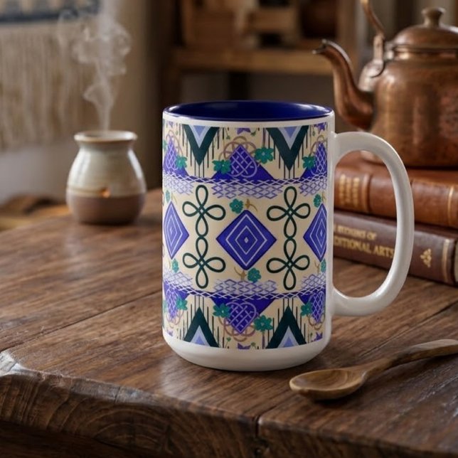Taza Bicolor Arte Folclórico Boho (Subido por el creador)