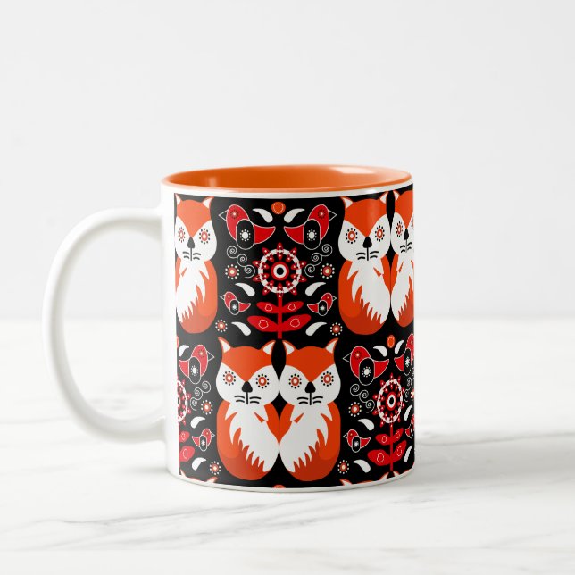 Taza Bicolor Arte folclórico escandinavo de Fox (Izquierda)