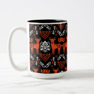 Taza Bicolor Arte folclórico noruego Rosemaling