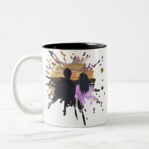 Taza Bicolor Arte Hecho a Mano – Atardecer Juntos
