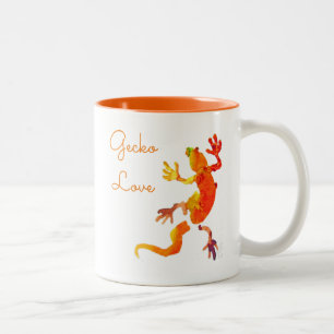 Taza Bicolor Arte lindo del reptil del lagarto del gecko