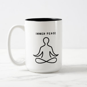 Taza Bicolor Arte lineal de yoga de paz interior minimalista -
