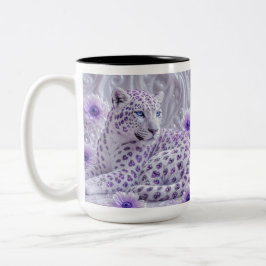 Taza Bicolor Arte majestuoso de leopardo enjoyado de púrpura re