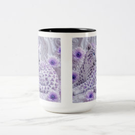 Taza Bicolor Arte majestuoso de leopardo enjoyado de púrpura re