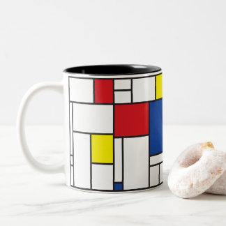 Taza Bicolor Arte Moderno De Stijl Geométrico Minimalista Mondr