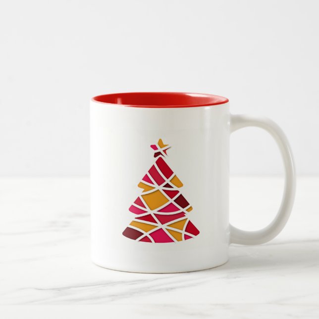 Taza Bicolor Arte moderno y elegante árbol de Navidad (Derecha)