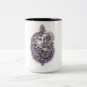 Taza Bicolor Arte Oceánico de Sirena Mística