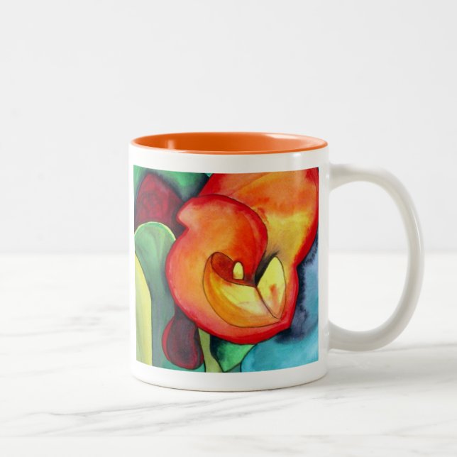 Taza Bicolor Arte original de la acuarela de Canna de la flor (Derecha)