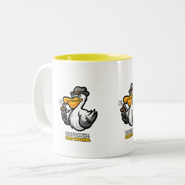 Taza Bicolor Arte pelícano para fumar con facilidad | Motivati (Anverso izquierdo)