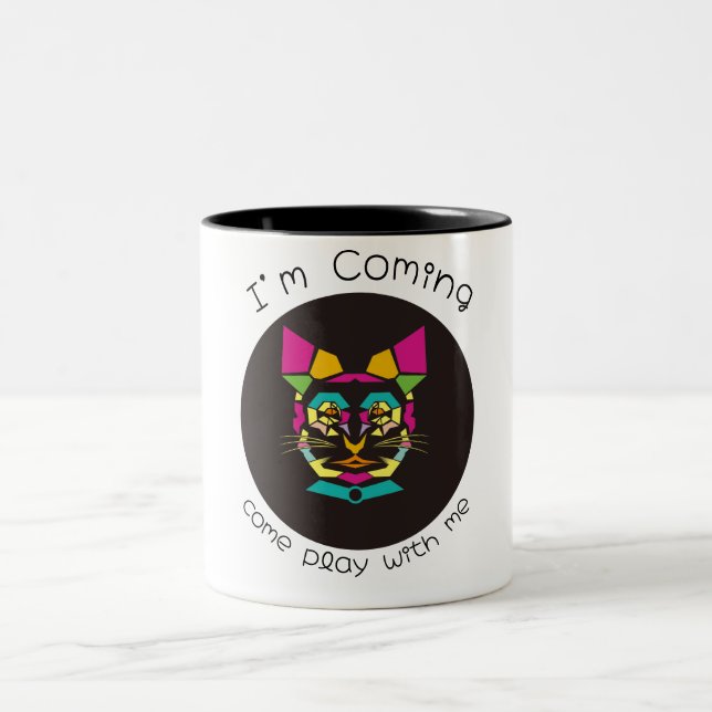 Taza Bicolor arte pop de gatos (Centro)
