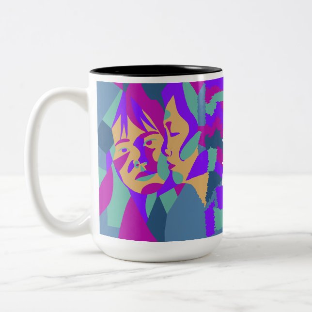 Taza Bicolor Arte pop | Dos mujeres | 2 laterales (Izquierda)