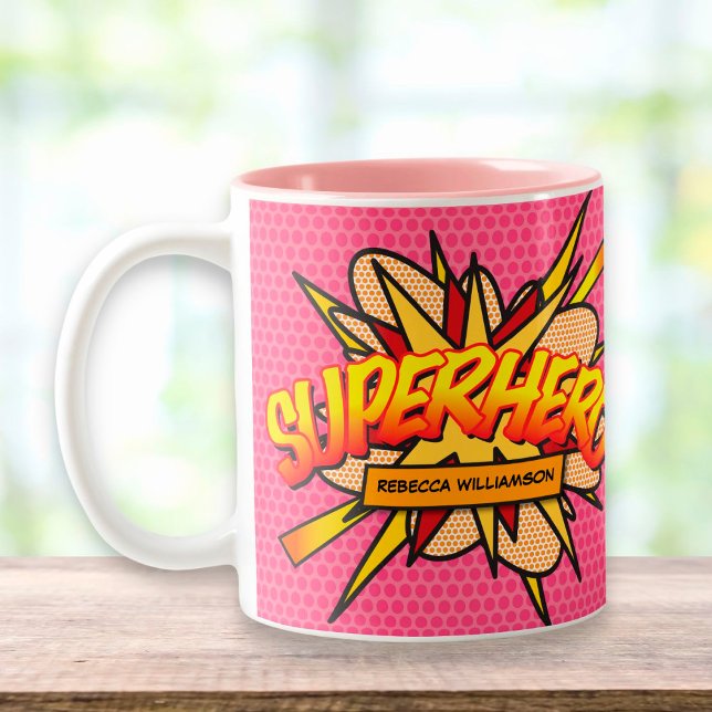 Taza Bicolor Arte Pop Personalizado de Cómic SUPERHÉROE (Subido por el creador)