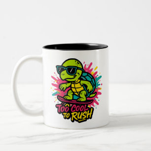 Taza Bicolor Arte pop retro de tortuga de esquí de Guay