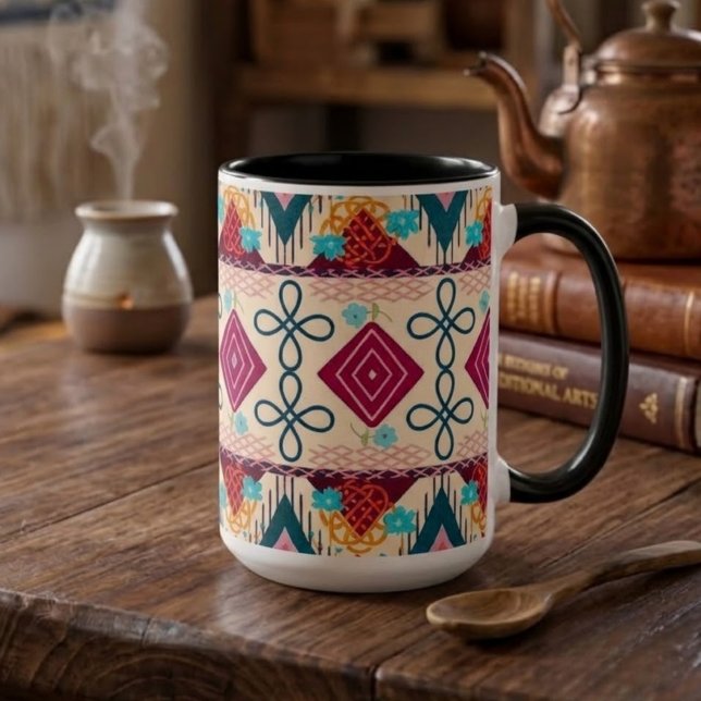 Taza Bicolor Arte popular boho (Subido por el creador)