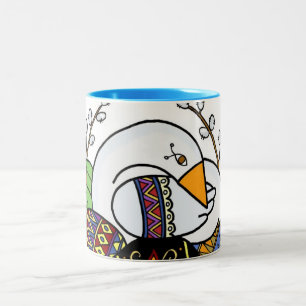 Taza Bicolor Arte popular del ganso y del huevo de Pascua del