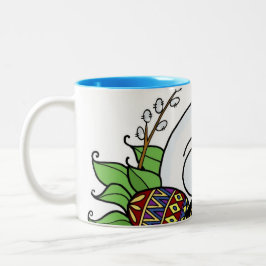 Taza Bicolor Arte popular del ganso y del huevo de Pascua del