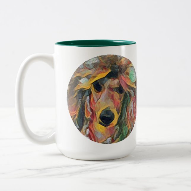 Taza Bicolor Arte rojo del caniche (Izquierda)