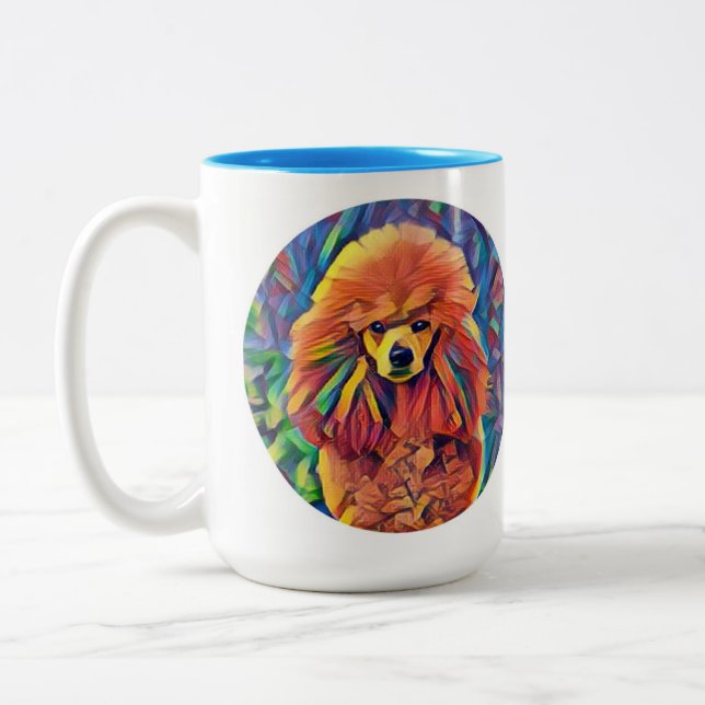 Taza Bicolor Arte rojo del caniche (Izquierda)